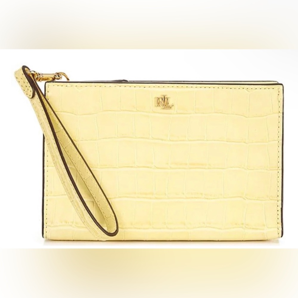 NWT Lauren Ralph Lauren Embossed Leather Small Pouch $125